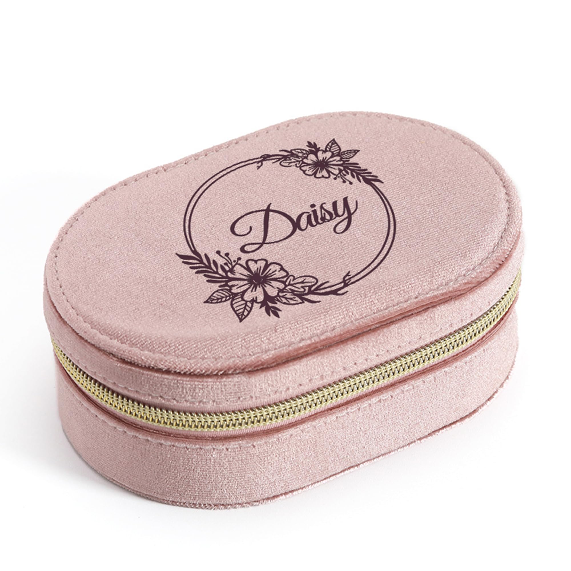 Personalized Oval Velvet Travel Jewelry Box Organizer Custom Name Small Travel Jewelry Case Customized Gifts for Women Teenage Girls Christmas Gifts for Mom, Birthday Gifts for Her Girlfriend Friends