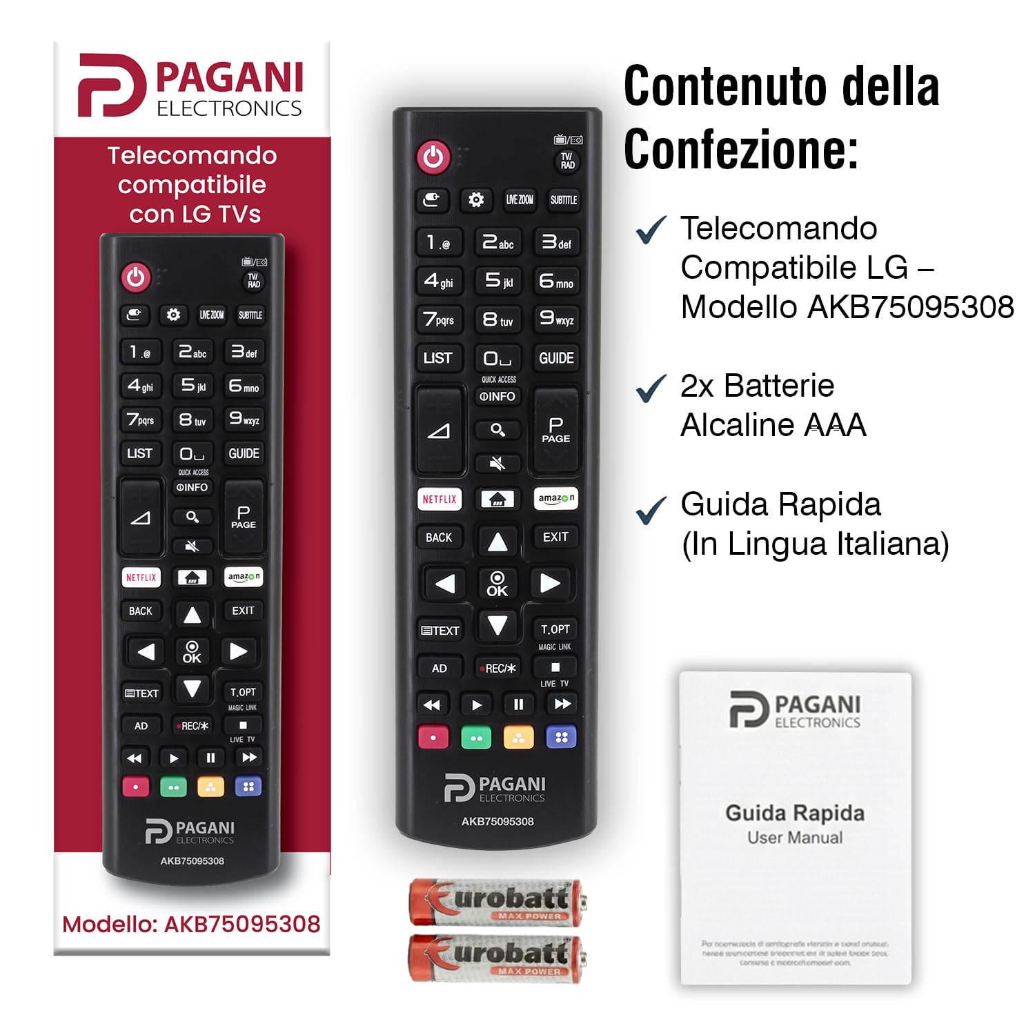 Universal Remote Control LG AKB75095308 Compatible with LG Smart TV, LED, LCD, OLED, UHD, 4K, HD, WebOS, No Configuration, Batteries Included, Italian Company, Tested in Italy - 3