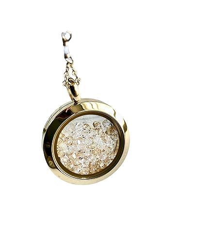 Miniatura 1 de The Holiday Cameron Diaz necklace, Floating Glass locket, Y necklace, Swarovski Crystal locket necklace, Golden Shadow mix Shaker Necklace