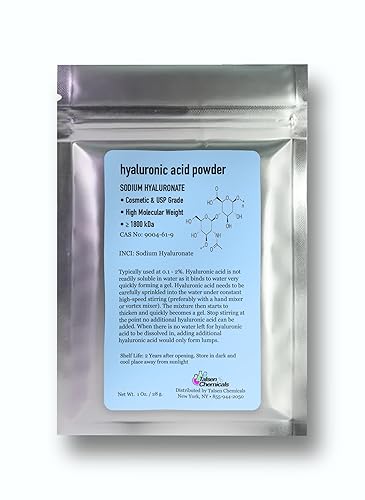 Polvo de ácido hialurónico (1 onza0.99 oz) 1800 kDa+ polvo de ácido hialurónico puro, grado cosmético, polvo de alto peso molecular de ácido