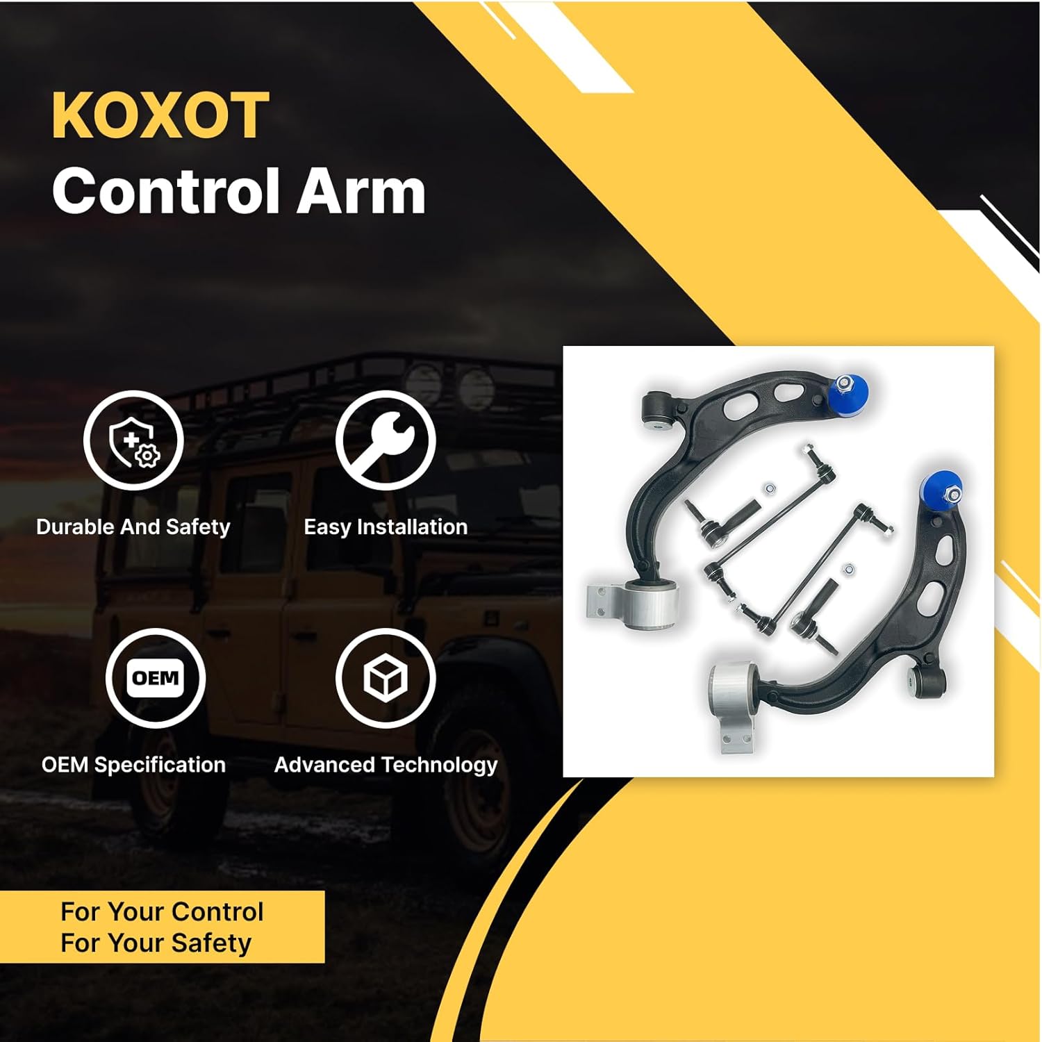 MS401121 MS401122 6Pcs Suspension Kit Assembly Fit For Ford 2010-2012 FLEX/TAURUS, for LINCOLN 2010-2012 MKS/MKT, 2 Front Lower Control Arm, 2 Sway Bar End Link, 2 Front Outer Tie Rod End Link