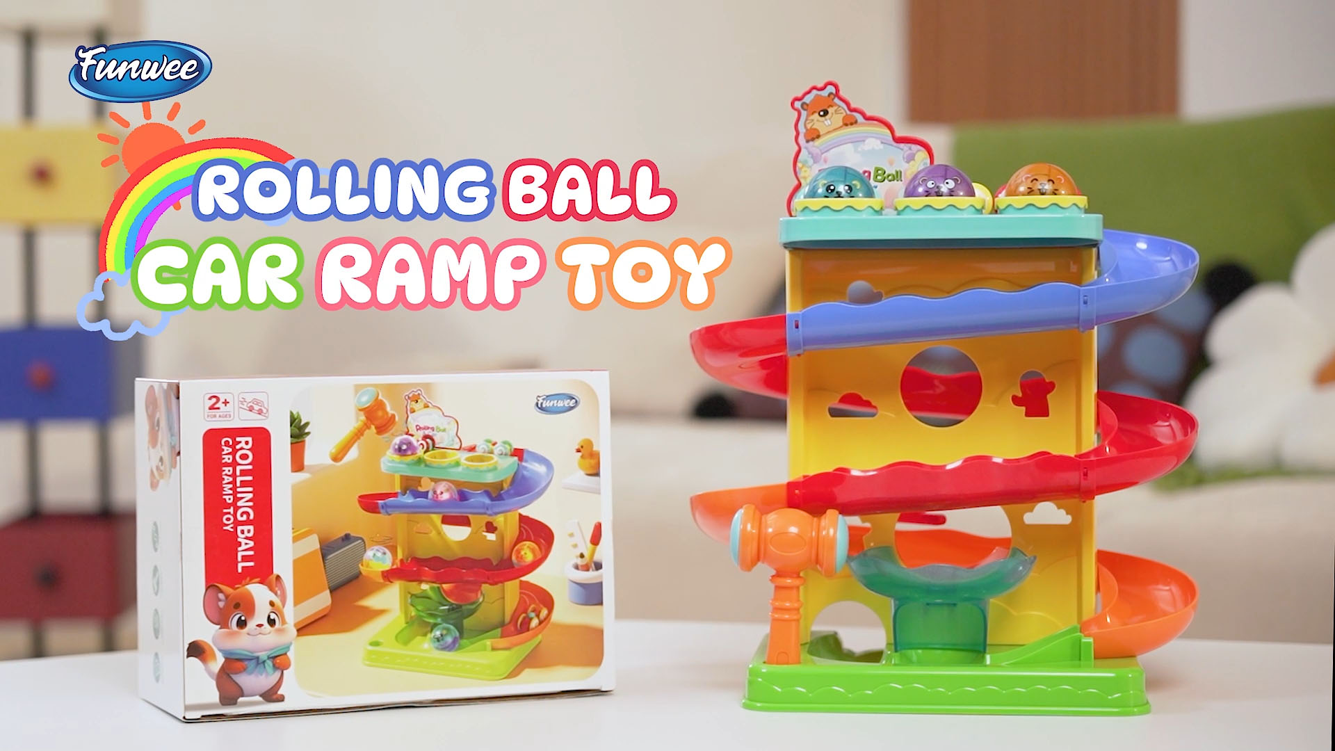Amazon.com: Funwee 2-in-1 Rolling Ball & Racing Car Ramp Toy for