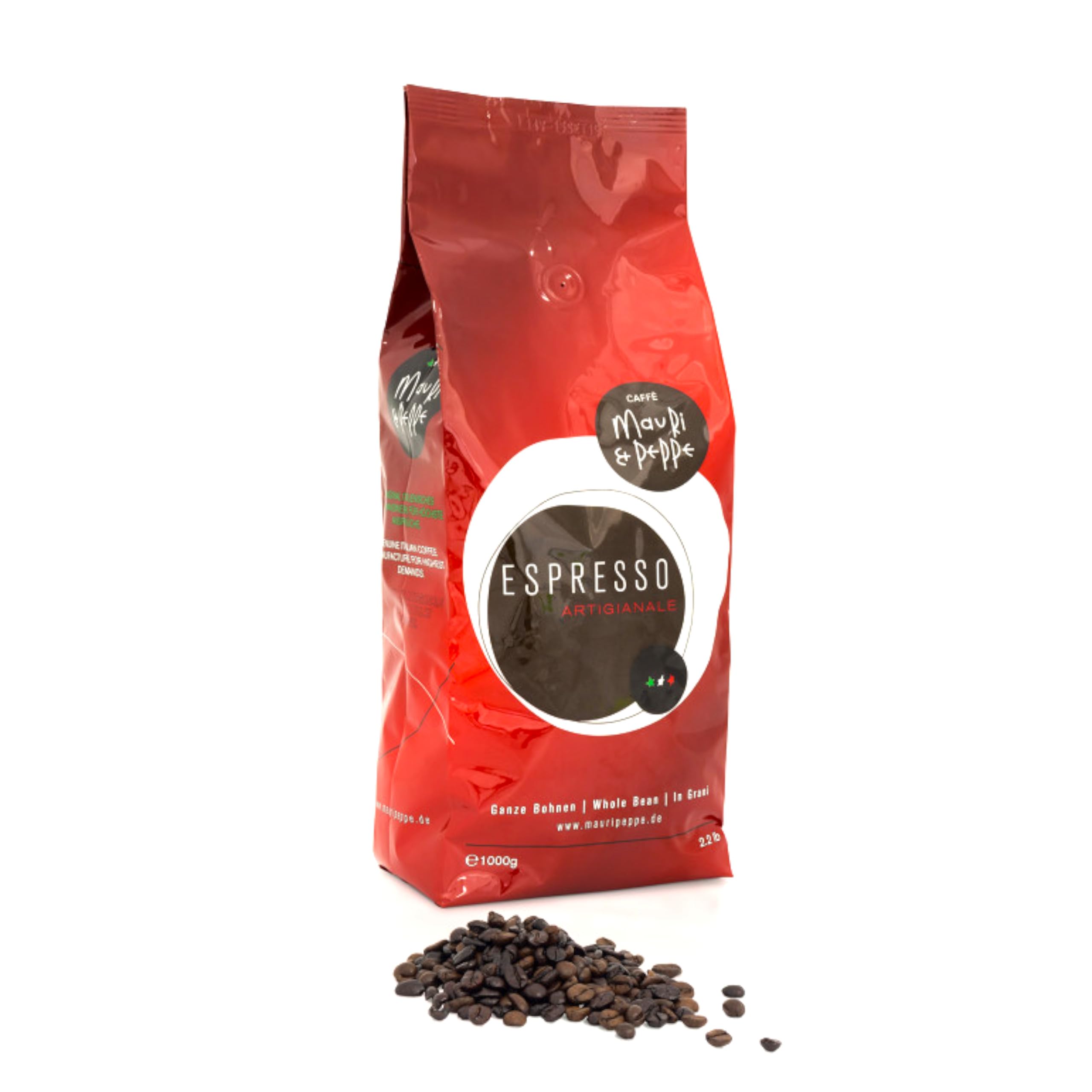 Mauri & Peppe Espresso 2 x 1000 g całe ziarna kawy – oryginalne włoskie rękodzieło do palenia, spełniające najwyższe wymagania!