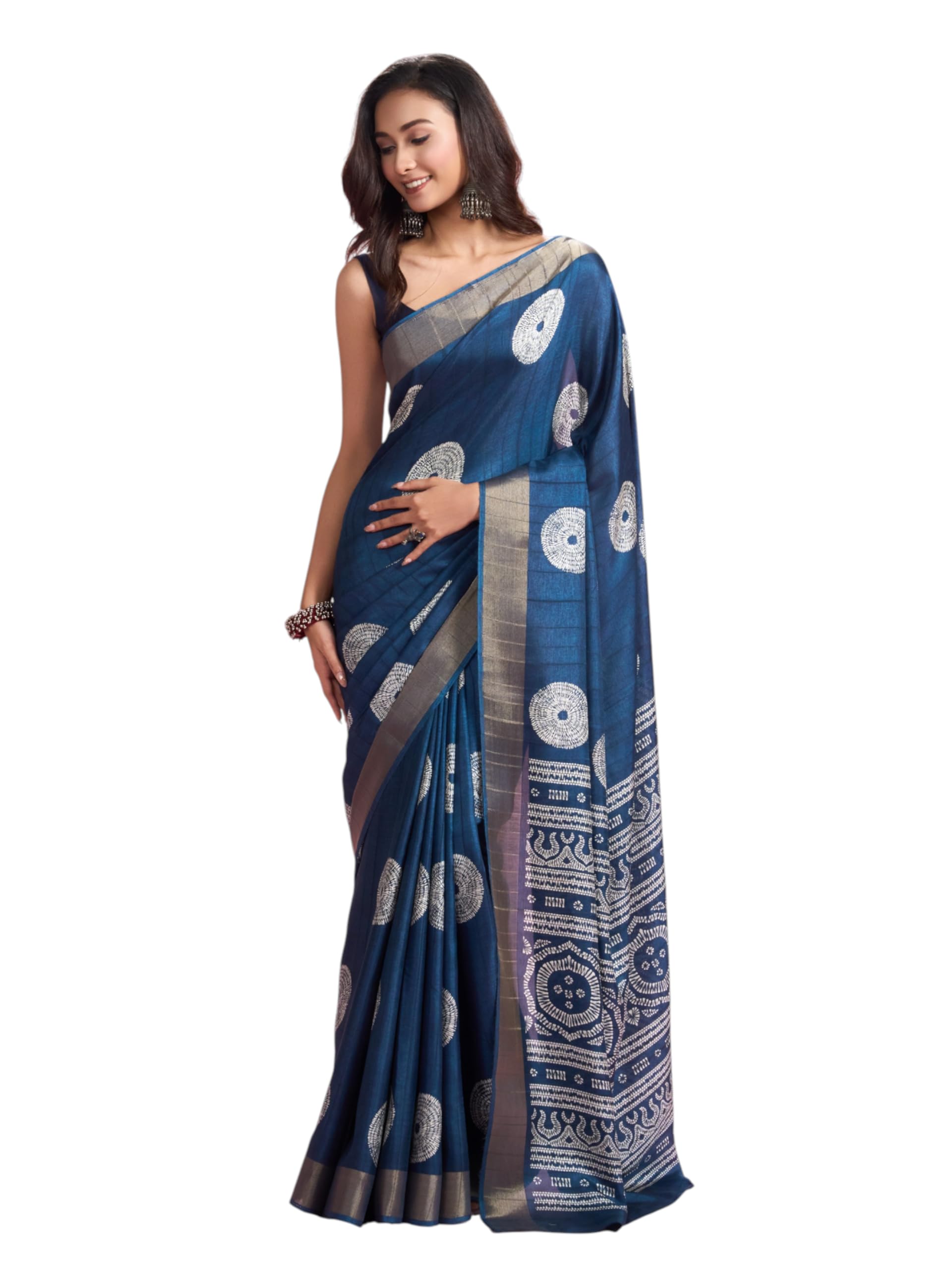 mohey Women's Art Silk Printed, Weave Saree with Blouse Piece-picture-13