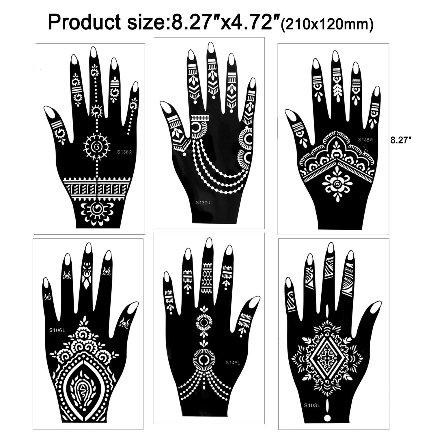 Buy Konsait 12 Sheet Hand Body Tattoos Stencils for Hand Body Art Paint ...