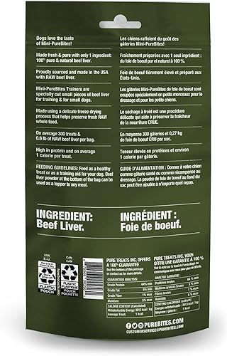 Miniatura 2 de Mini-PureBites - Golosinas de carne de res liofilizadas para perros, solo 1 ingrediente, 3.00 oz