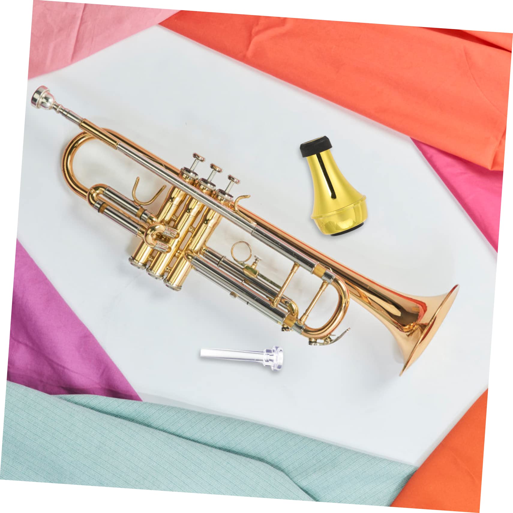 ibasenice 3sets Sordina Per Tromba Mute Dritto Pratico Accessorio Musicale Compatto e Leggero Per Pratica Silenziosa e Modifica Del Suono Include Mute e Bocchino Trasparente