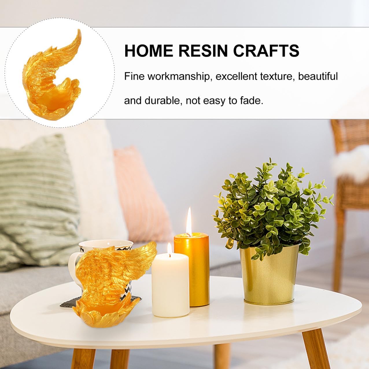 1 Pc Angel Wings Crystal Ball Base Resin Wing Design Tabletop Decor for Home Display