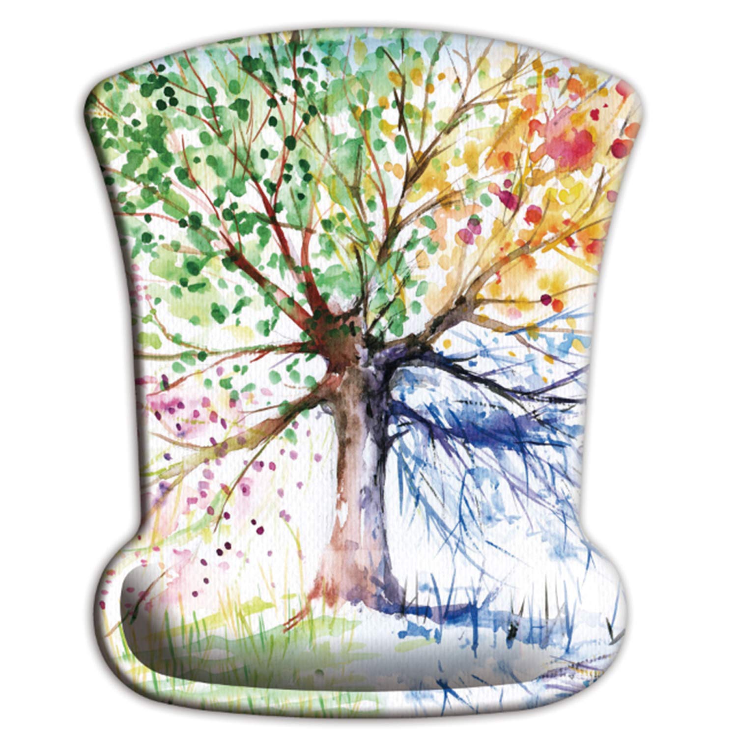 ITNRSIIET Ergonomic Mouse Pad with Memory Foam Wrist Rest Support, Pain Relief, Non-Slip PU Base and Lycra Silky Cloth Surface, Abstract Colorful Tree of Life Oil Paintings Art Creative Design