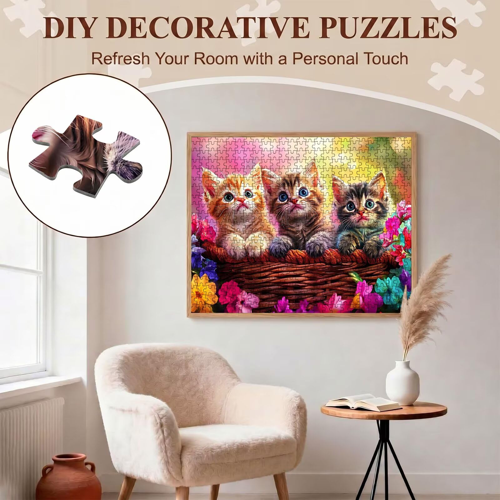 gatto Carino-2 Puzzle 1500 Pezzi per Adulti, Puzzle in Legno - Collezione Classica con Poster Incluso - Sfida di Concentrazione e Passatempo Antistress, Gioco Educativo per Famiglia, 87 x 57 cm f0-686