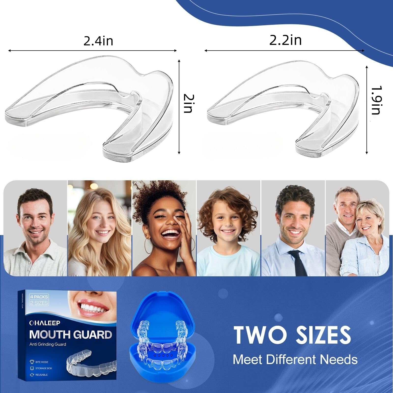 Anti Grinding Mouth Guard for Clenching Teeth at Night, Teeth Grinding Mouthguards for Sleeping, Mouth Guard for Grinding Teeth at Night, Night Guards for Teeth Grinding for Adults