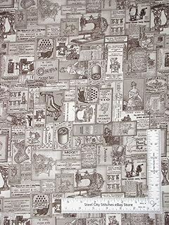 FlashPhoenix Quality Sewing Fabric – Sew Machine Thread Notion Ads Cotton Fabric Seams Like Old Times Size: 36" x 44"
