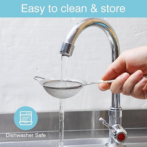 Miniatura 7 de 15 coladores pequeños de acero inoxidable, pequeño colador de té de malla fina, mini tamiz de acero inoxidable con asa, coladores de metal de cocina