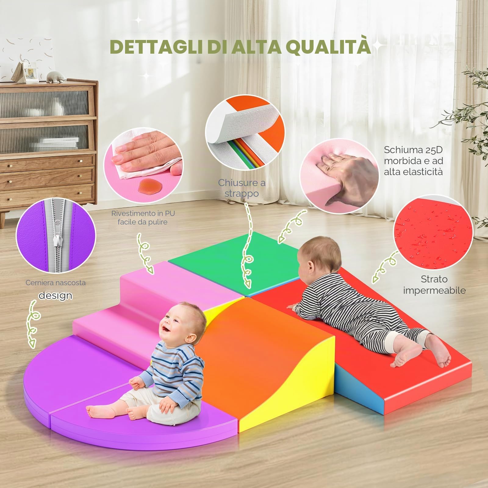 Lischwert - Set di 6 blocchi da costruzione giganti in schiuma kit castello, multicolore (HMJM)