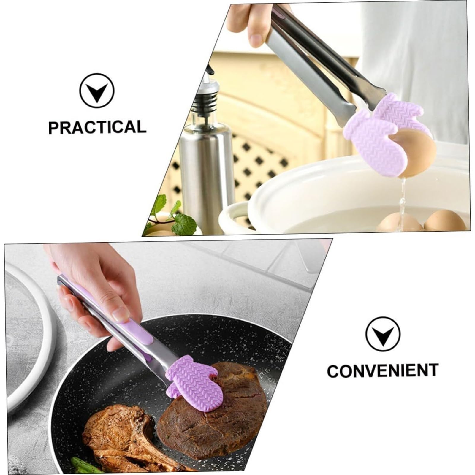 Szczypce Kuchenne Szczypce Do Grillowania Naczynia Z Silikonowymi Szczypcami Do Przerzucania Kiełbasy Łopatka Do Gotowania Szczypce Do Grilla(Purple,33cm)