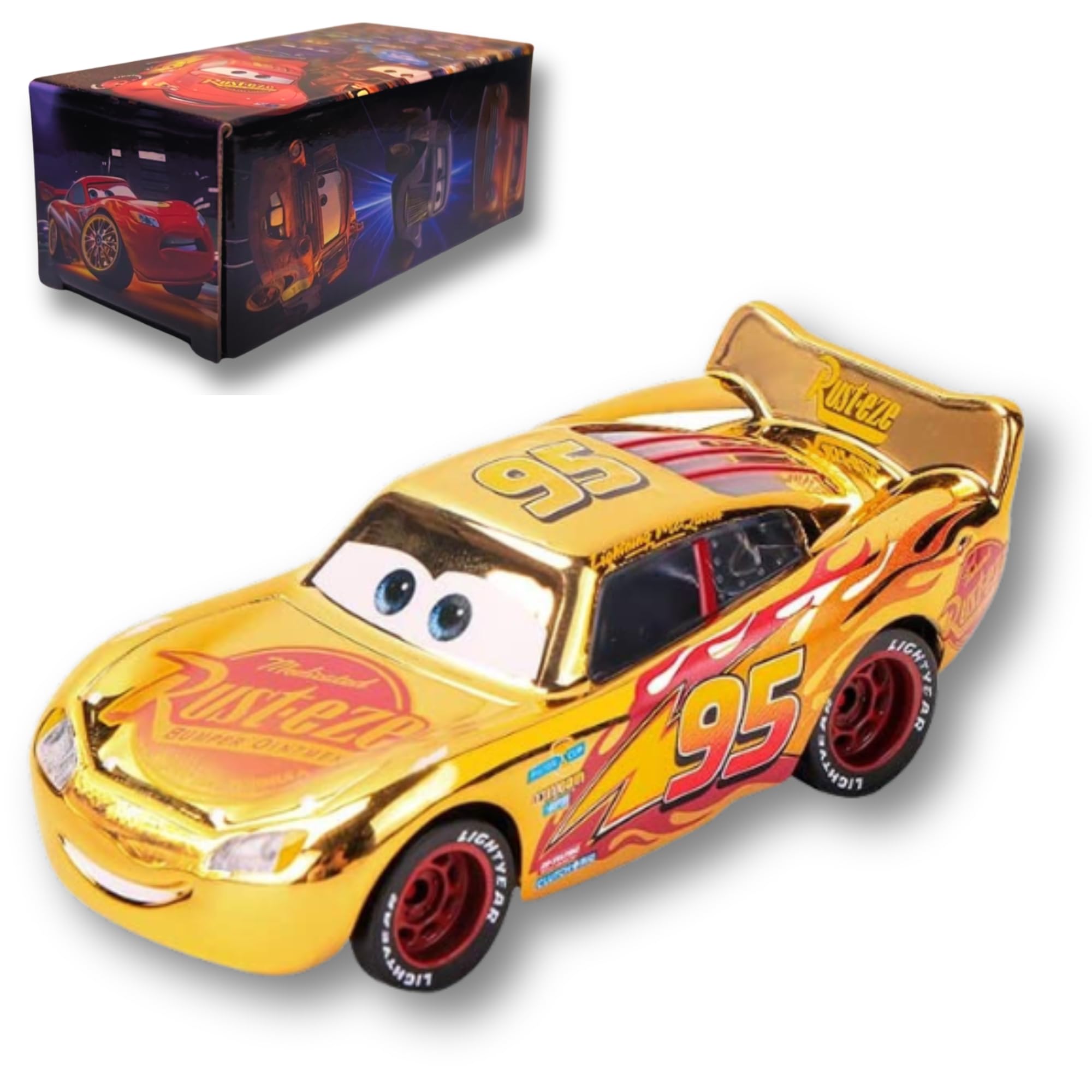Die-Casting Racers Toy Cars, Safety Alloy Material for Childs, Beauty Color Box Packaging for Your Son Birthday, Inspired by Favorite Characters, Gift for 3+ Years Old (MCQ Fire)