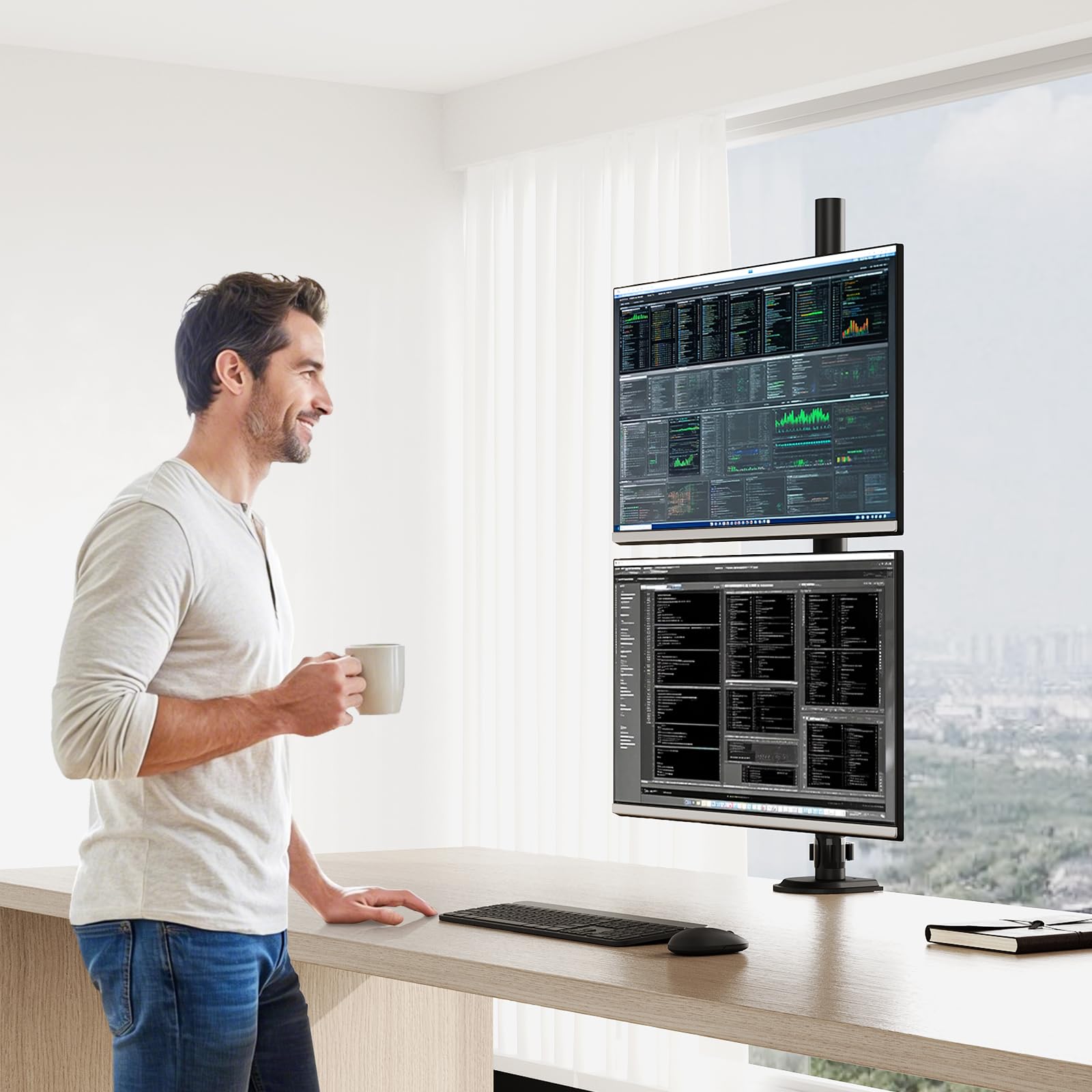 WORLDLIFT Tige Centrale Extra Haute et Stable Compatible avec Le Support de Moniteur, Prolongation de la flexibilité, Hauteur de 81 cm, Montage avec Pince en C et Douille