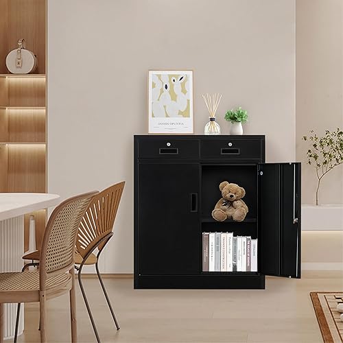 Miniatura 7 de TaskStorz Armarios de almacenamiento de metal para garaje, archivador de metal con 2 cajones de bloqueo, armarios de almacenamiento con cerradura