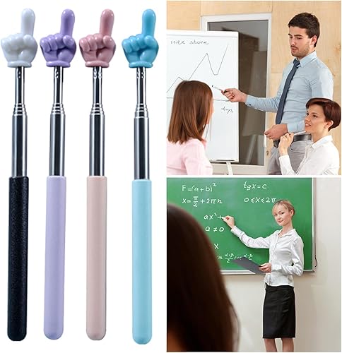 Miniatura 4 de Hatleues Puntero telescópico para profesor, forma de dedo, portátil, mini antideslizante, multifuncional, portátil, pizarra, presentador,