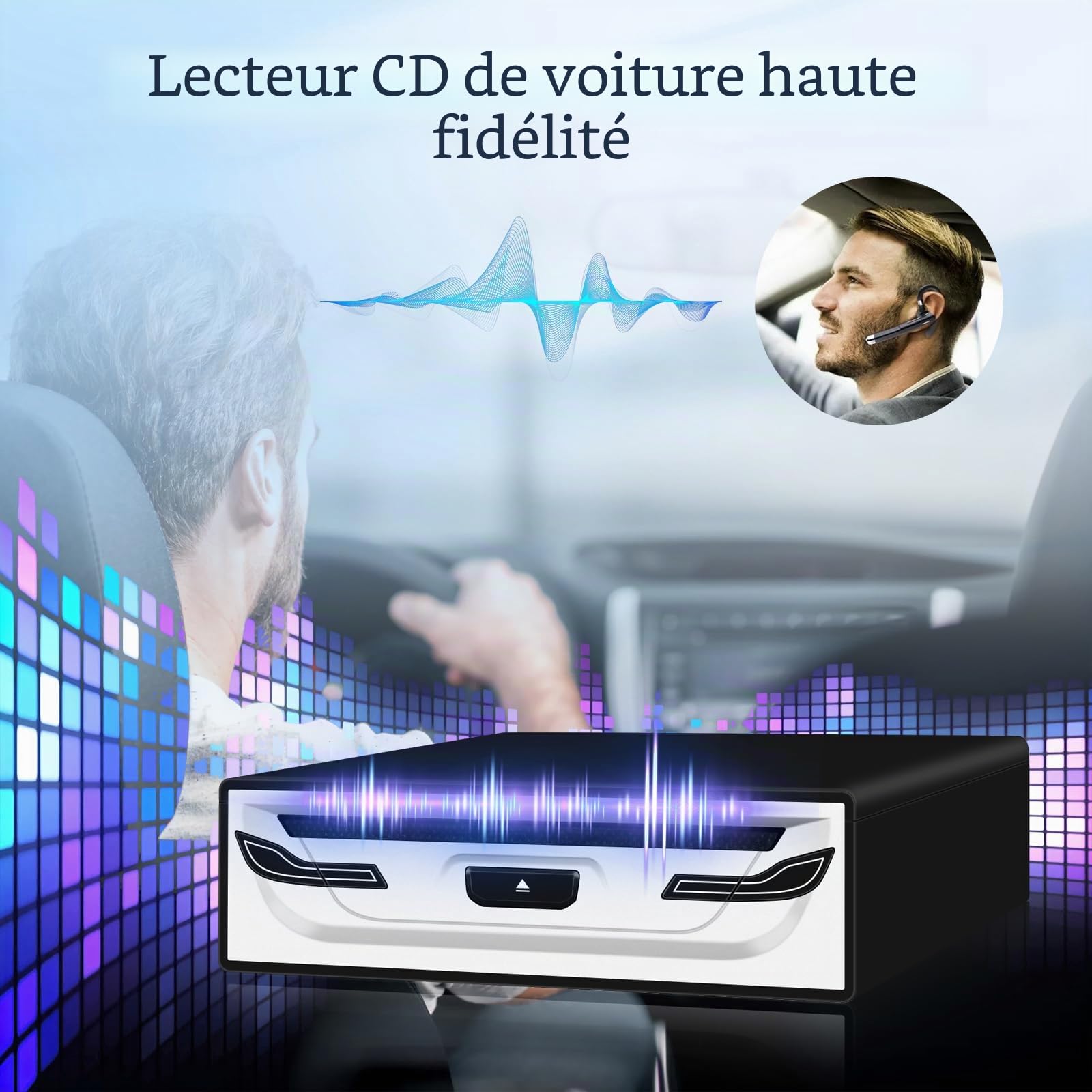 Lecteur CD/DVD externe pour voiture, ordinateur portable, TV et plus - Avec USB 2.0, Plug & Play, fonction anti-choc, compatible avec Smart TV, ordinateurs portables, tablettes (Android 4.4 et