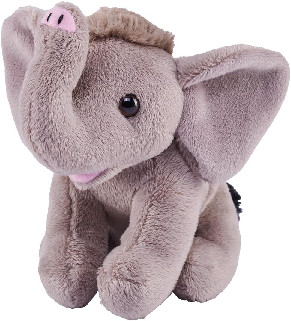 Wild Republic Pocketkins Eco Elephant, Stuffed Animal, 5 Inches, Plush Toy, Made from Recycled Materials, Eco Friendly
