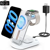 RYND 3-in-1 MagSafe Wireless Charger: Foldable Travel Station for iPhone 17/16/15/14, Apple Watch, AirPods with Night Light (White)