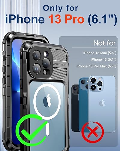 Miniatura 2 de WIFORT Funda impermeable para iPhone 13 Pro, cuerpo completo de metal 360 IP68 a prueba de agua protector de pantalla integrado 14 pies a prueba de