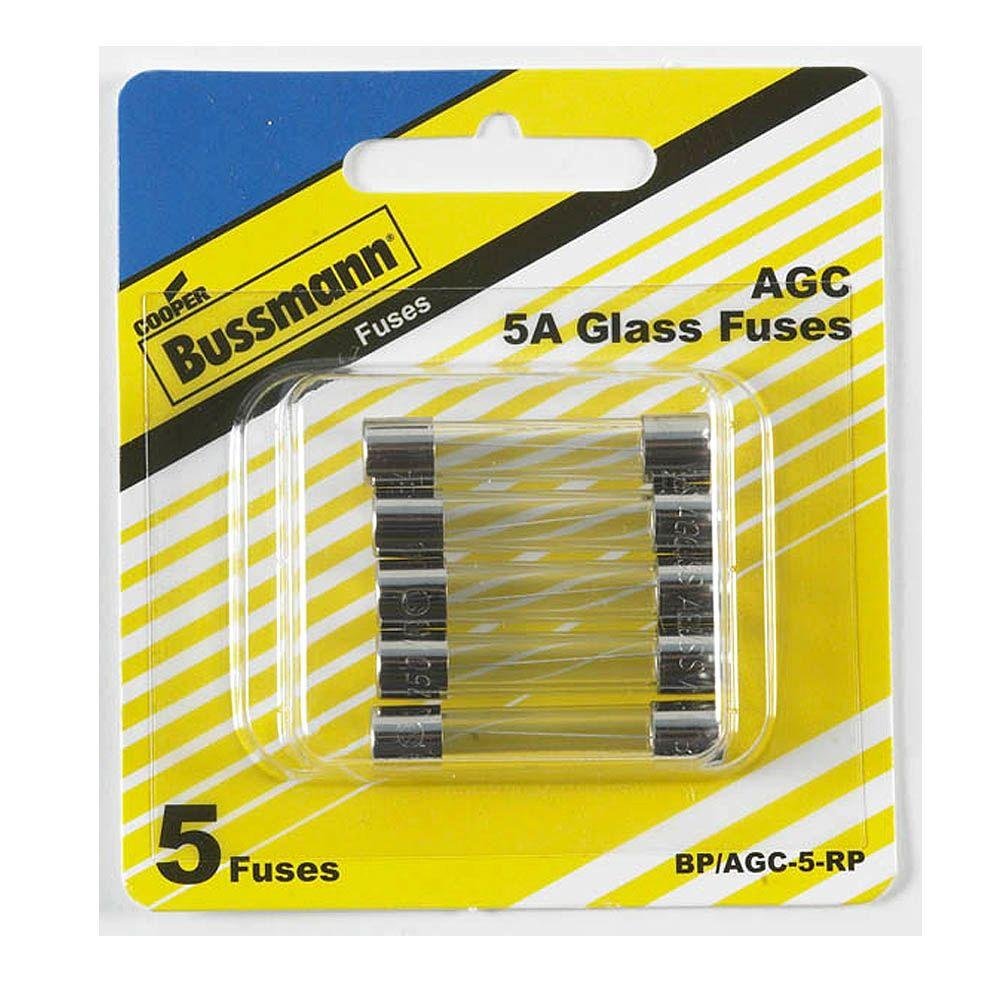 COOPER BUSSMANN BK/AGC-5-R FUSE, CARTRIDGE, 5A, 6.3X32MM, FAST ACT (5 pieces)