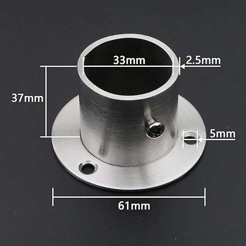 Miniatura 4 de Pxyelec Soporte de brida de barra de armario de acero inoxidable para tubo de acero de 1.3 pulgadas de diámetro exterior, paquete de 4