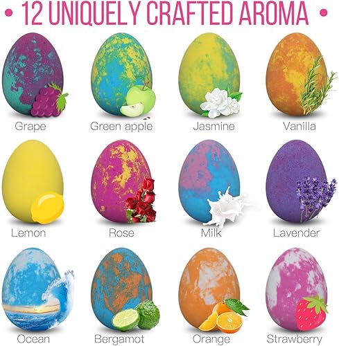 Miniatura 3 de Bombas de baño de huevos de Pascua para niños con juguetes sorpresa en el interior, juego de regalo de 12 bombas de baño para niños, bolas de