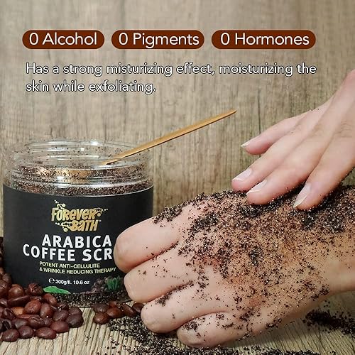 Miniatura 3 de Forever Bath Exfoliante corporal de café arábica con manteca de karité, aceite de jojoba y sal del mar muerto, esmalte corporal natural para hombres