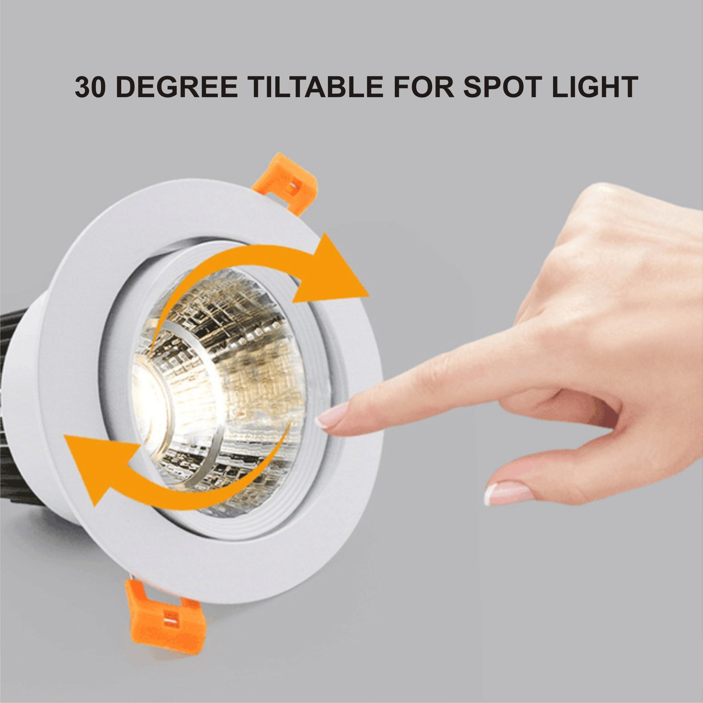 OLIPS LED COB Spot Light | Adjustable 30° Tiltable Ceiling Down Light | Elegant ABS Body | Bright Focused Beam for Home & Office (6 WATT- (Cool White), 4) 3