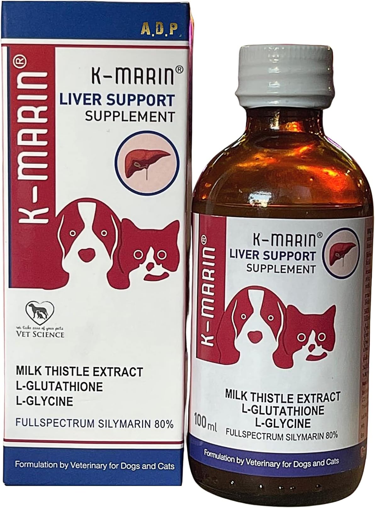 K-MARIN 100 ML. Liquid Tonic Pet Booster Vitamin Cats & Dogs Liver Support Supplement, Best Natural Milk Thistle for All Liver Health, Essentials Liver Defense for Dogs & Cats liver Detox for Dog