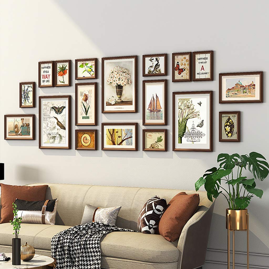 Ramki ścienne i stojące Zestaw ramki na zdjęcia 18 opakowania drewniane do zdjęć Collage Ramki Wall Gallery ściany i domu, 3 kolory Zestawy ramek do zdjęć w różnych rozmiarach(B)