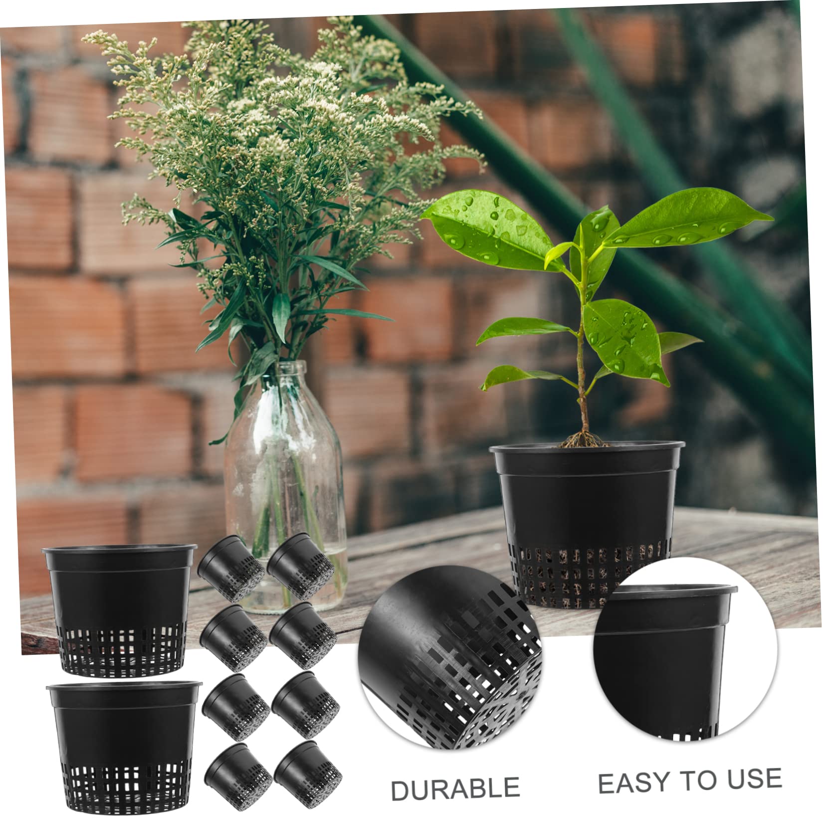 Macetas hidropónicas de plástico para Cultivo hidropónico, 10 Unidades, Redondas, de Malla, para Verduras, Plantas, orquídeas, Cultivo Transpirable, Invernadero, jardín, Acuario, Color