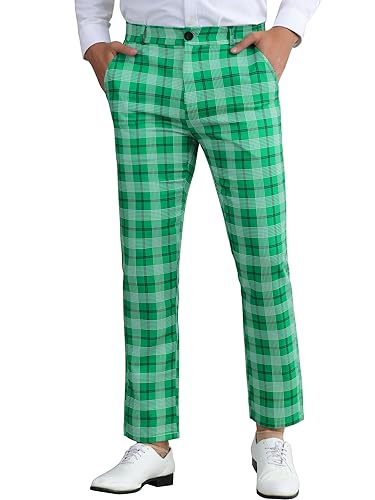 Lars Amadeus Plaid Pants for Men's Color Block Straight Leg