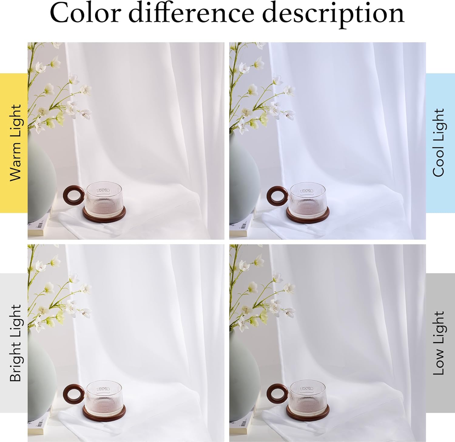 NICETOWN White Sheer Curtains 63 inches Long 4 Panels, 42 inch Wide Rod Pocket Light Filtering Drapes Translucent Modern Voile Airy & Breathable Window Treatment for Kitchen