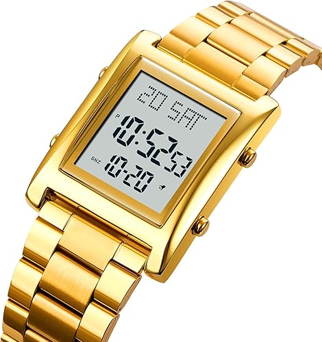 Miniatura 3 de RNONDRY Reloj digital para hombre y mujer, reloj rectangular de acero inoxidable para hombres, reloj de pulsera impermeable