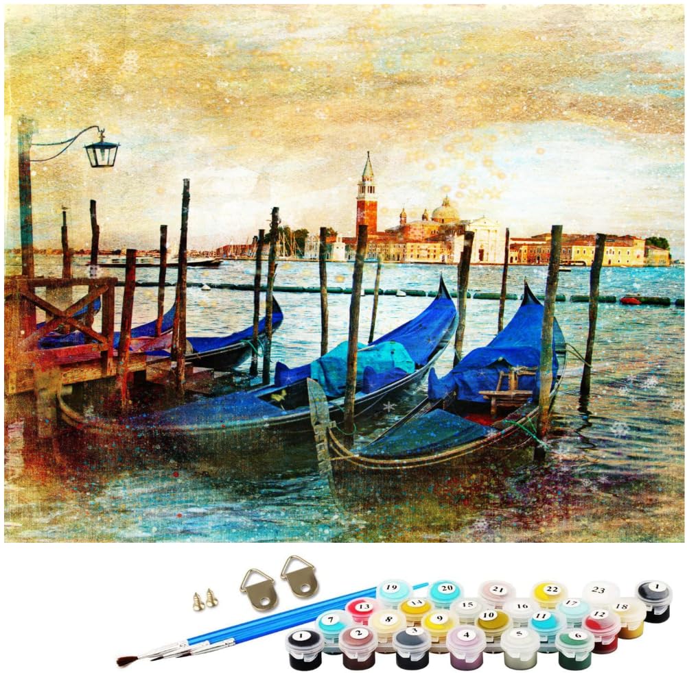 Kit Peinture Par Numéros NEWENMO - Toile 40x50 Cm, Motif Bateau En Bois - Peinture Acrylique, Pour Débutants, Décoration Maison