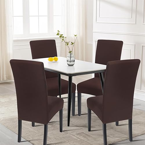 Miniatura 2 de SearchI, Fundas para sillas de comedor, juego de 6, de tela de elastano suave y elástica, extraíbles, lavables, protectores de polvo para sillas de
