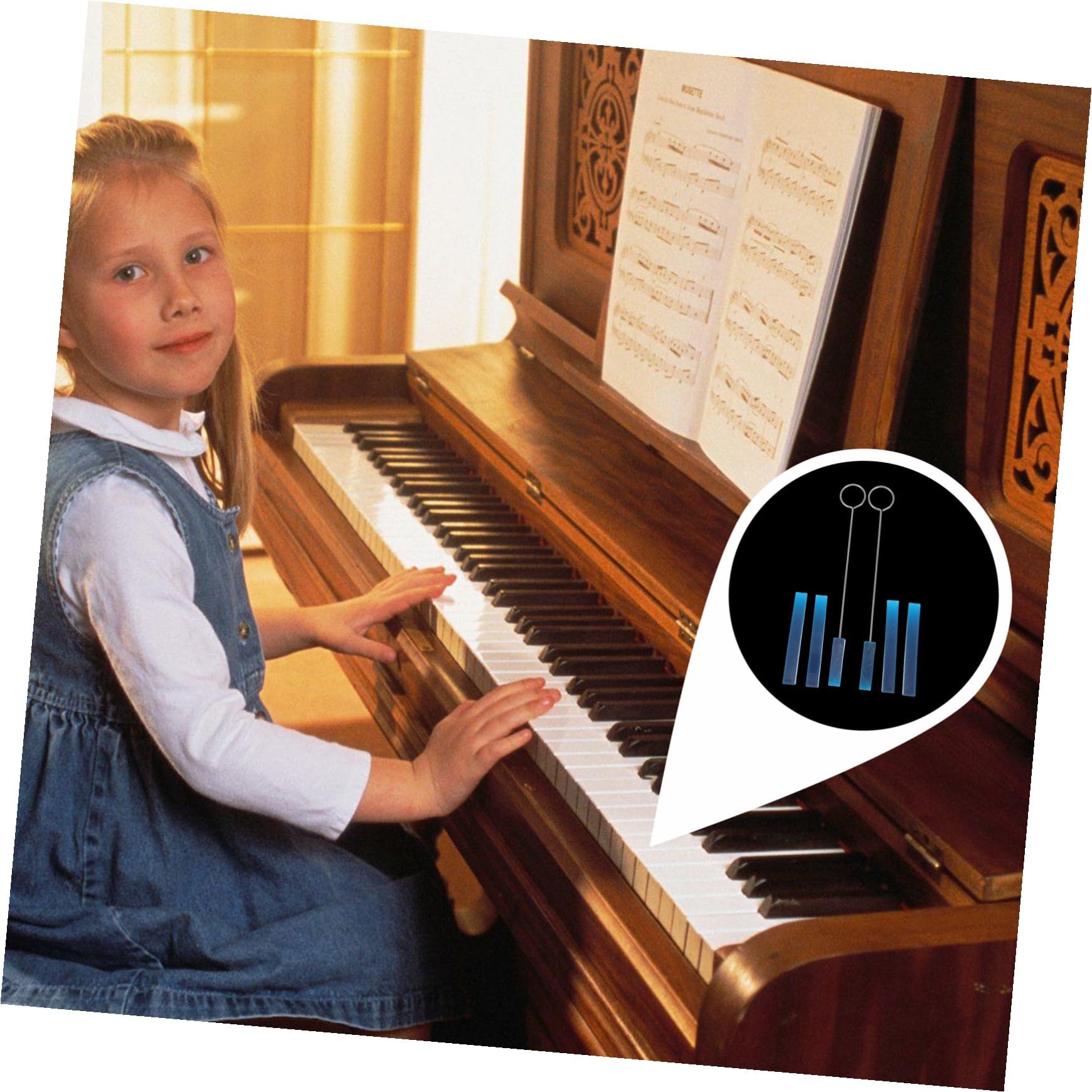 Kit di 6 Pezzi Sordine per Pianoforte in Gomma Liscia, Strumento Muto Inclinato per Accordatura Professionale, Accessori Compatti e Portatili per Manutenzione Pianoforti