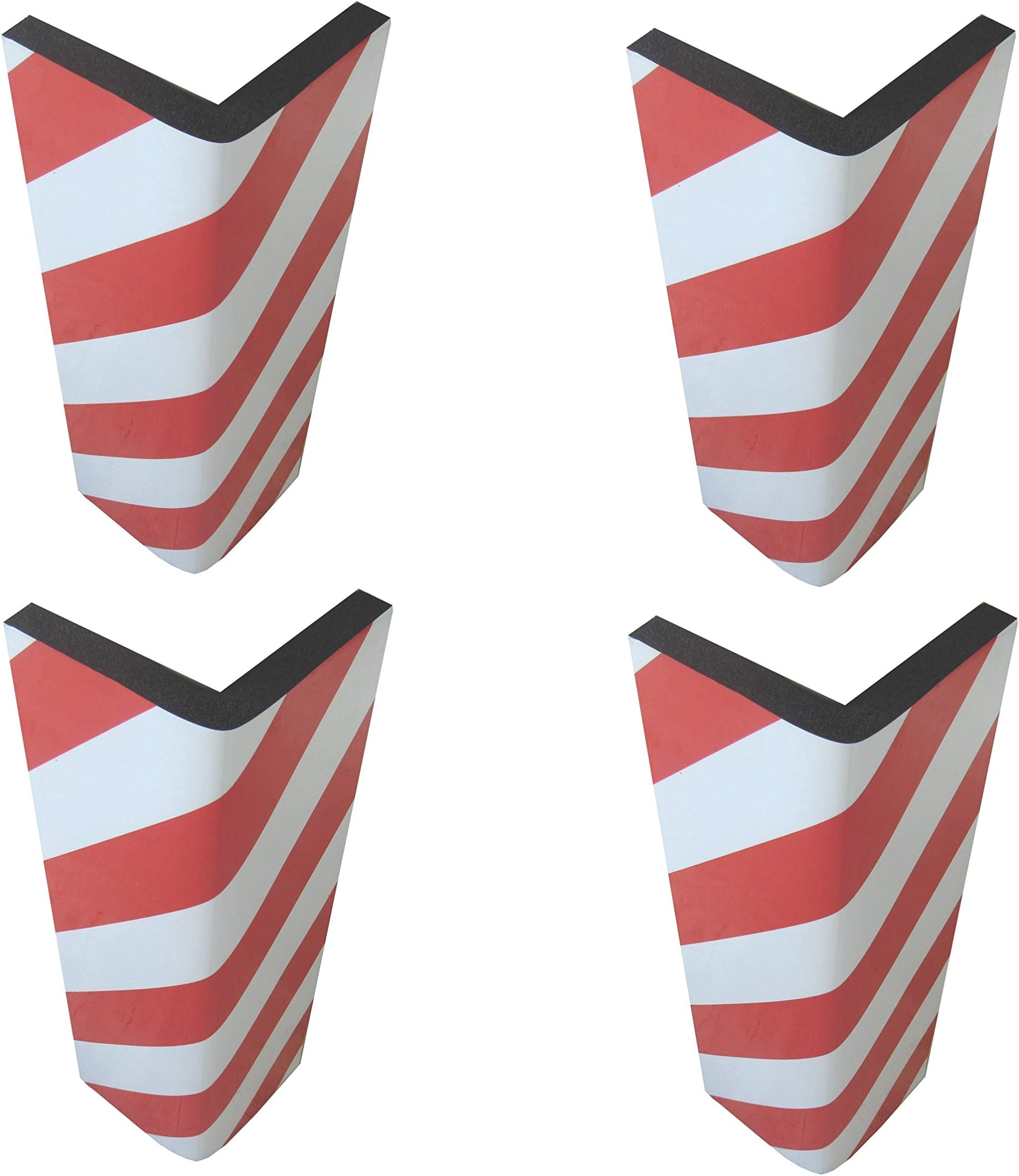Self-adhesive, Corner Guards, made of Foam Rubber, to Protect Parking, and Warehouses, 44x25x2 cm, with Reflective Strips Red White