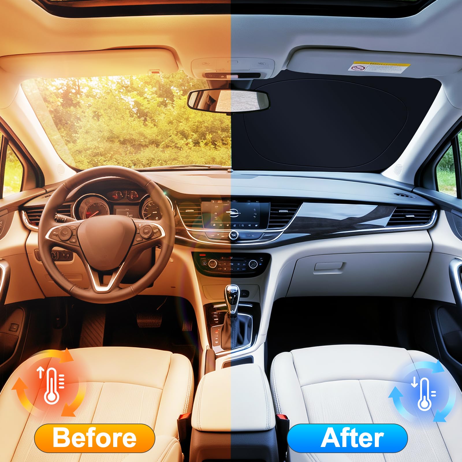 ZATOOTO Sonnenschutz Auto Frontscheibe Custom Fit für VW Passat B8 Variant 2015-2023, Faltbare, Verdickte Reflektierende Polyester Blockiert UV-Strahlen und Hält das Auto Kühler