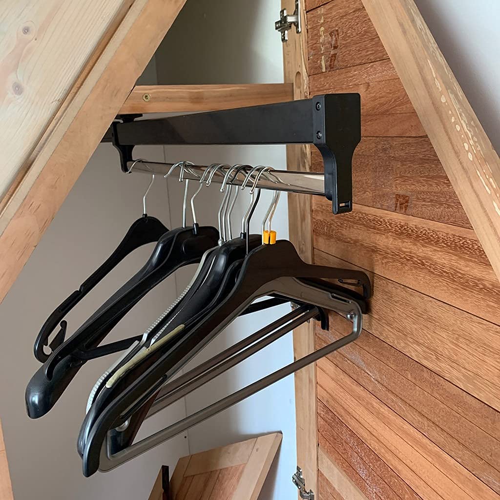 Riel extraíble para ropa para guardarropa, barra extensible para colgar en el armario, acabado de acero de 30-60 cm, perchero ajustable para ahorrar espacio (Size : 397mm/15.6inch)