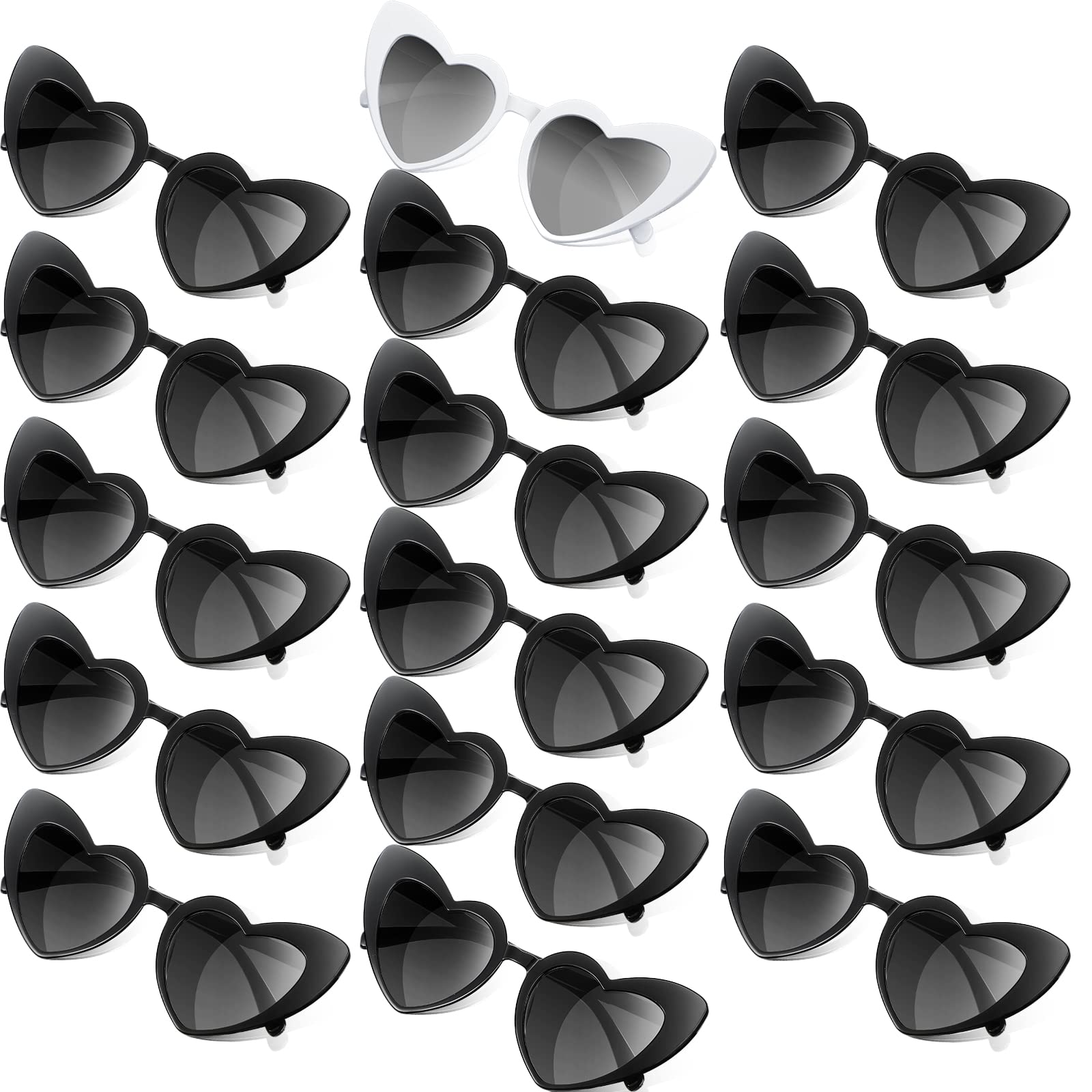 Flutesan 16 Pairs Heart Shaped Sunglasses Retro Bachelorette Party Sunglasses Cat Eye Vintage Love Heart Glasses for Women