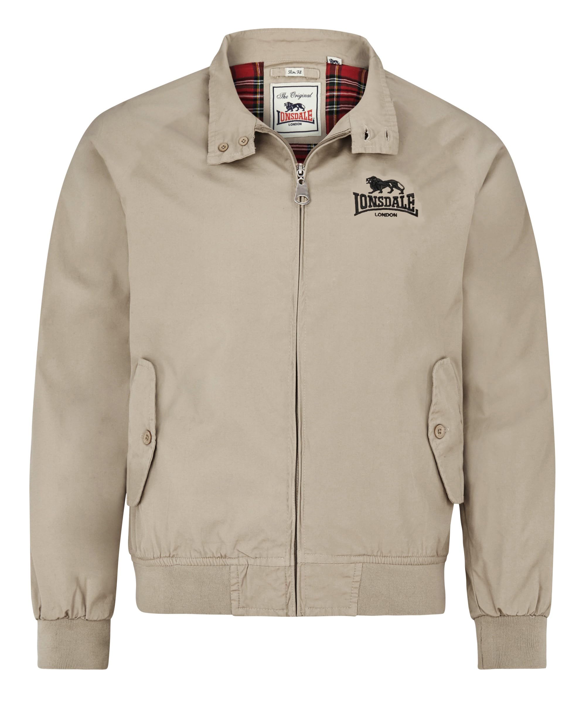 Lonsdale Classic Men's Logo Harrington Jacket England Style Beige/Sand  Slim-Fit