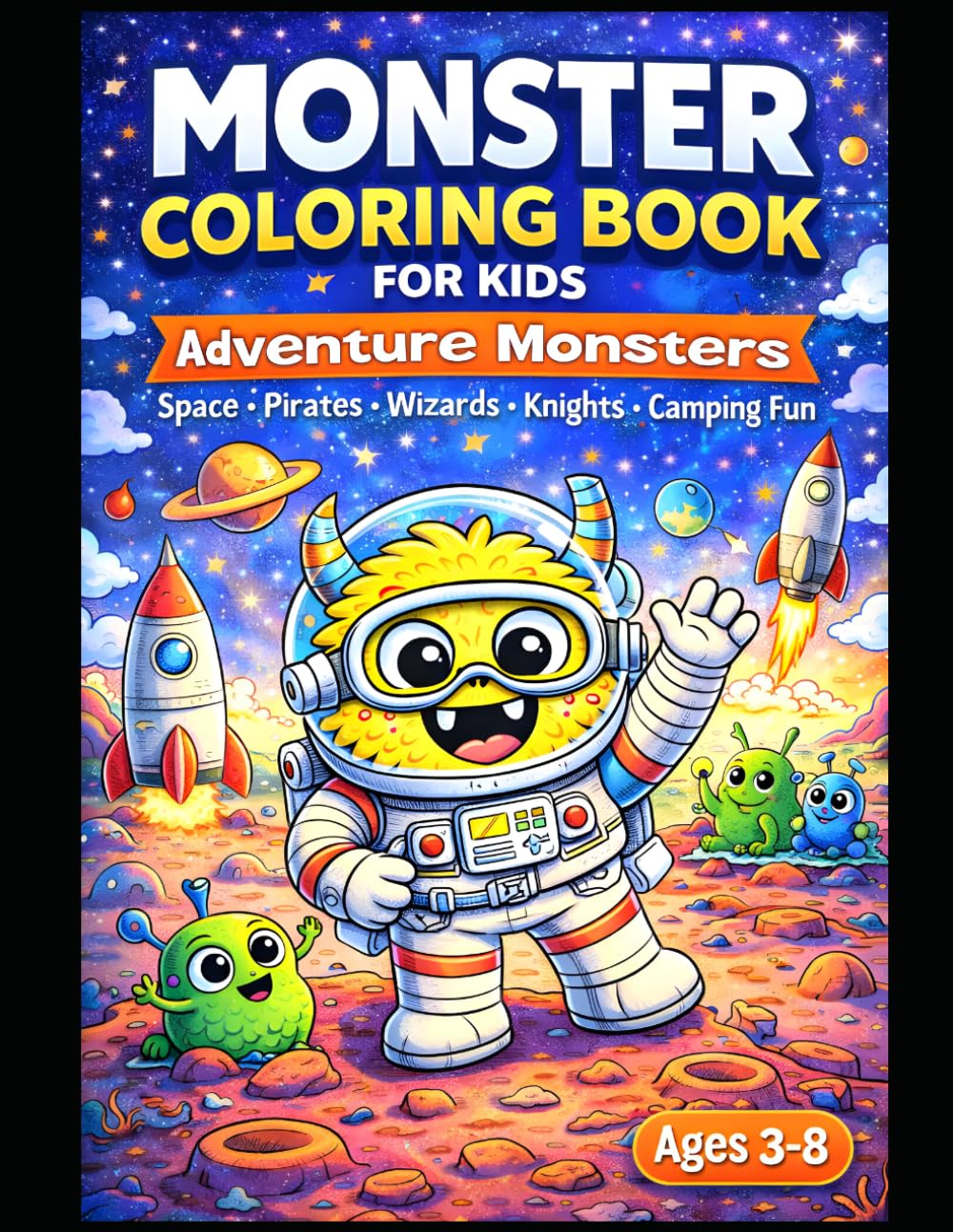 Monster Coloring Book for Kids – Adventure Monsters: Fun Space, Pirate, Wizard, Knight & Adventure Monster Coloring Pages for Boys and Girls Ages 3-8