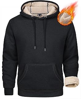 MAGCOMSEN Men's Heavy Hoodie Sherpa Fleece Lined Pullover Thick Winter Hooded Sweatshirt