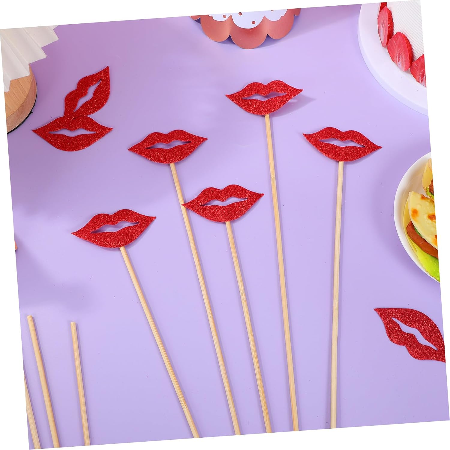 20Pcs Funny Lips Photo Booth Props Creative Handheld Party Accessories for Birthdays Weddings and Festivals Paper and Material for Lasting Use