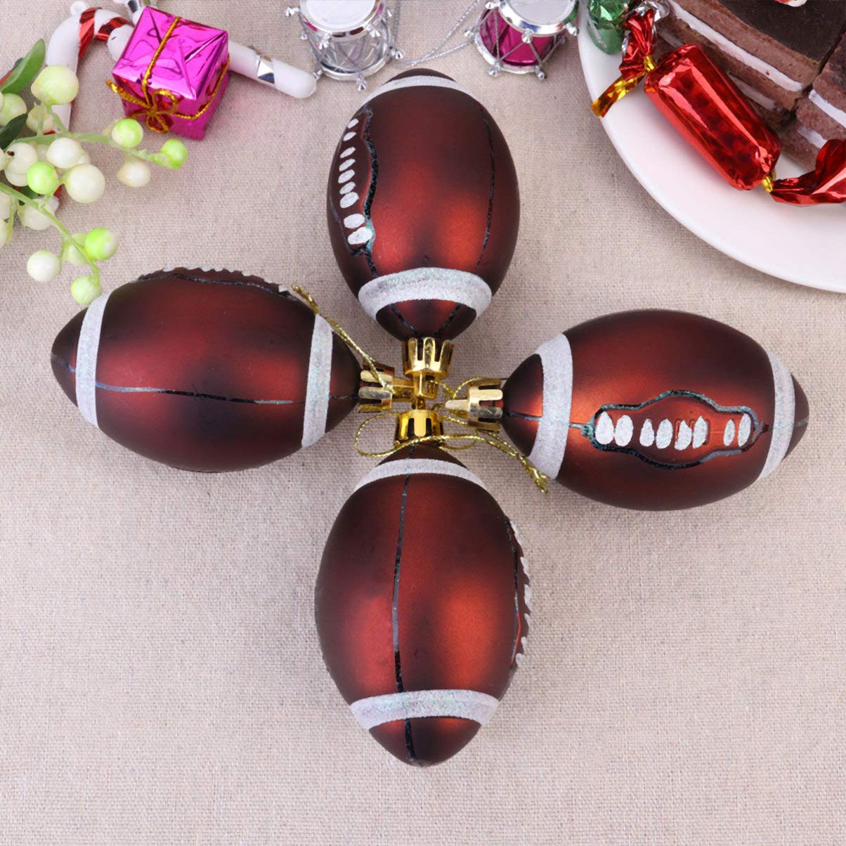 Toddmomy Ornamento 6Pcs Adornos de Bolas de Navidad Adornos Irrompibles para La Decoración del Banquete de Boda Navide?o 9Cm (Rugby) Colgantes